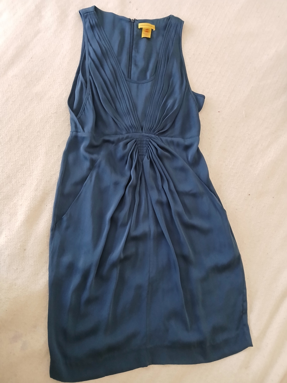 Cathrine Malandrino Sleeveless Blue Pleated-Waist Midi Dress